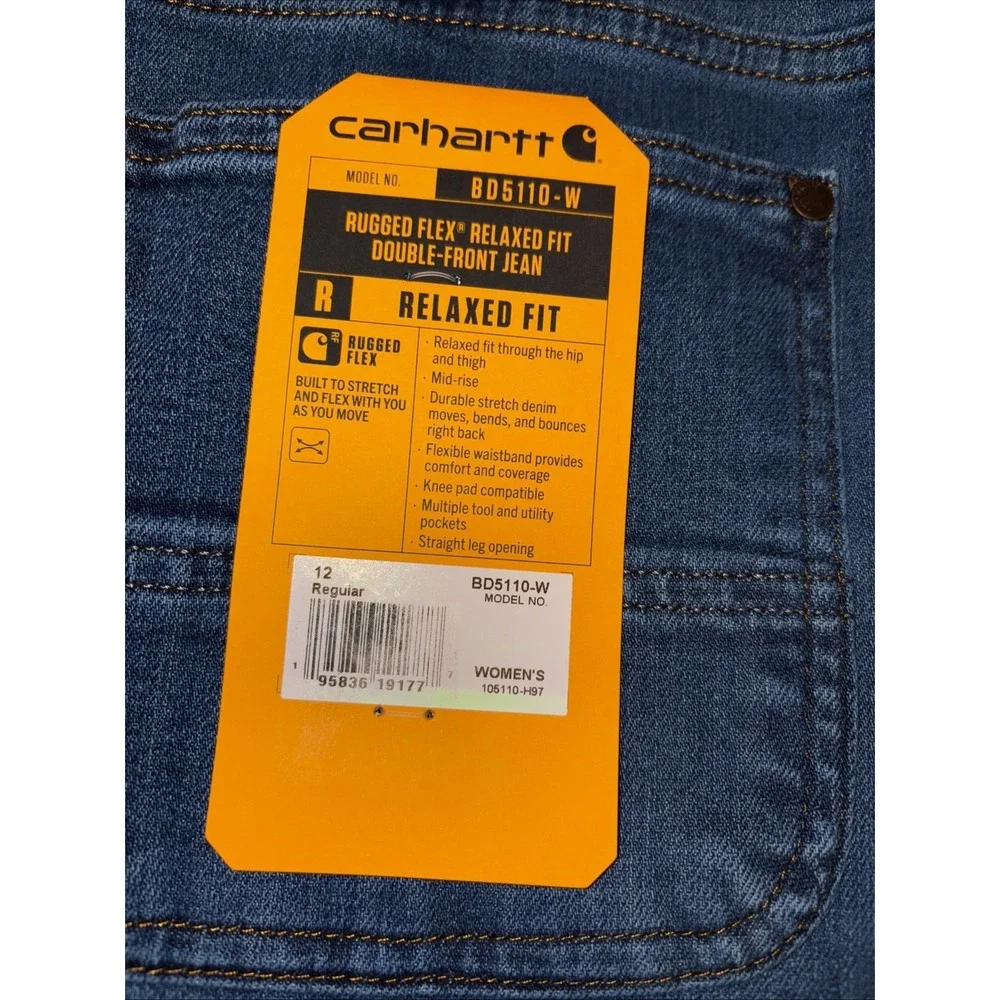 Carhartt Rugged Flex Relaxed Fit Double-Front Jean Size 12 Regular BD5110-W - Picture 7 of 13